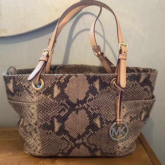 Michael Kors Snakeskin Handbag Y2K Tote - Picture 1 of 14